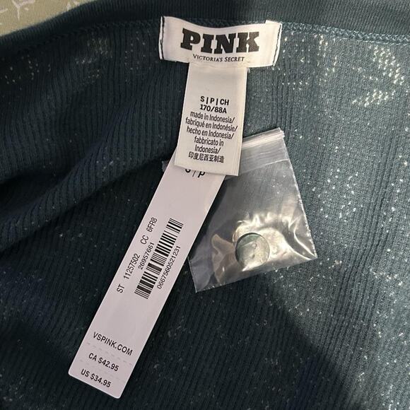 NWT Victoria’s Secret PINK Green Button-Up Cardigan Sweater Small - Picture 5 of 6